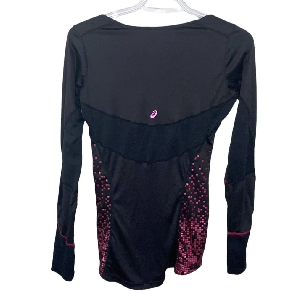 ASICS running long sleeve athletic top with shimmering geo print size S - Image 2