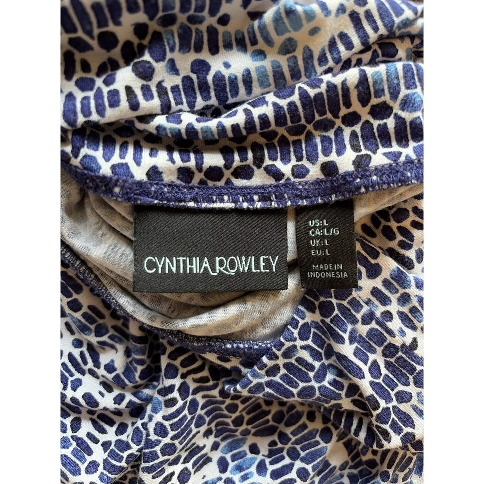 Cynthia‎ Rowley White/Blue Geometric Casual Stretch Foldover Waist Skirt Large - Image 7