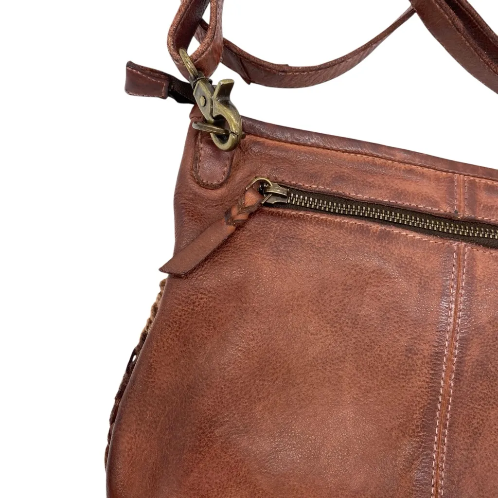 Amsterdam Heritage Brown Leather Woven Crossbody Shoulder Bag Southwestern - Image 8
