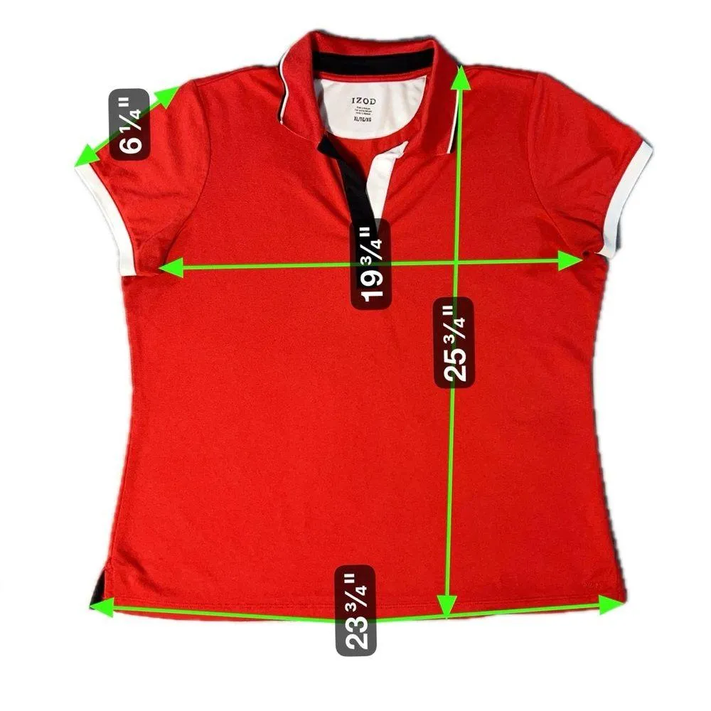IZOD Women’s Polo Shirt XL Red Short Sleeve Casual Golf Beach Polyester - Image 2