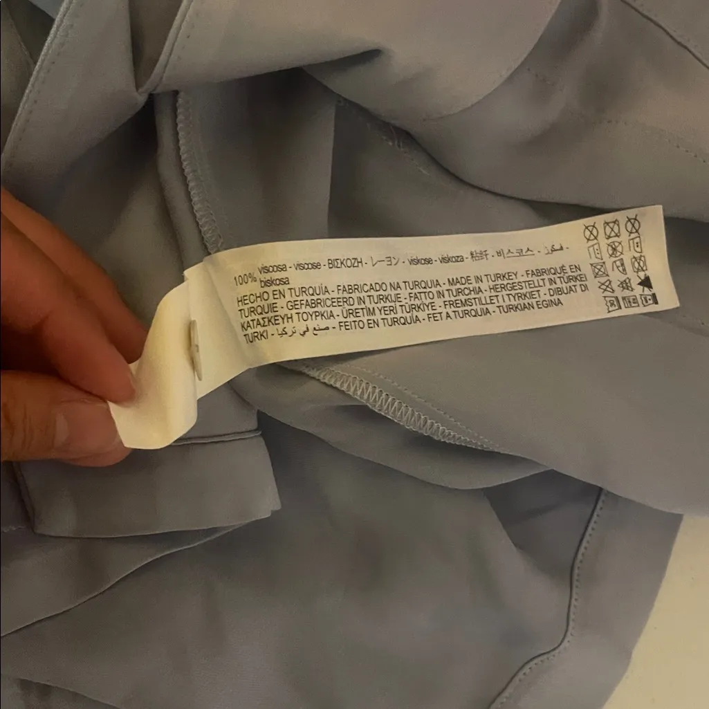 Zara Light Blue Button-Up Shirt with two pockets on the front. - Image 14