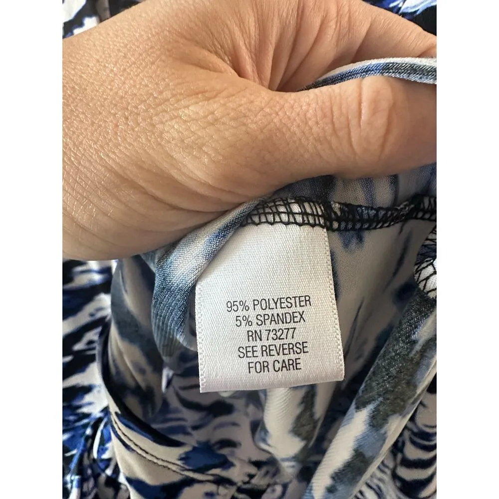 Dana Buchman Top Women's Medium Button Up Blouse Long Sleeve Printed Office - Image 6