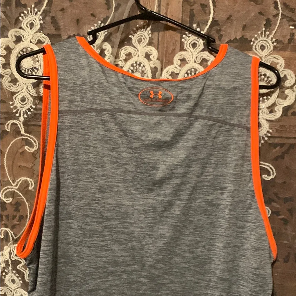 Under Armour Heather Gray Tank with Orange‎ Trim - Image 5
