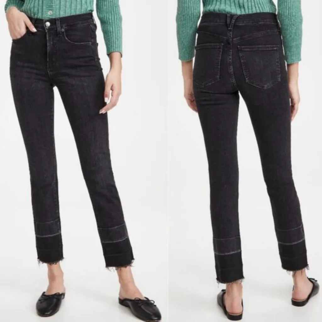Veronica Beard Ryleigh Slim Straight High Rise Jeans Washed Onyx Size 28 - Image 13