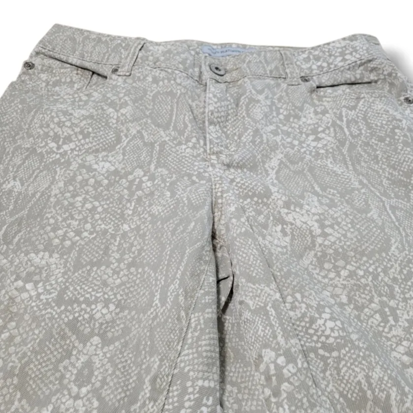 Chico's Jeans Size 0 W29" x L26.5" Chico's Platinum Denim Pants Snakeskin Print Jeans - Image 3