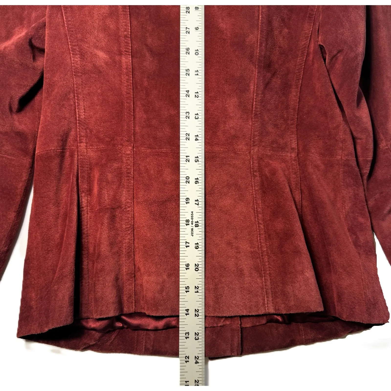 Preston York Leather Suede Jacket Blazer Womens XS Pockets Red Berry 90s VTG NEW - Image 11