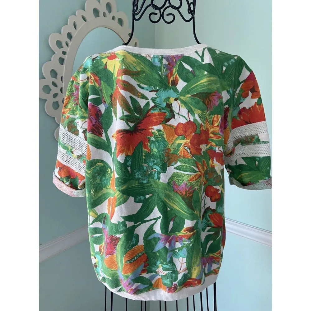 Juicy Couture Hawaiian Floral Top S Short Sleeve Juicy 74 Size Small Crop Top - Image 2