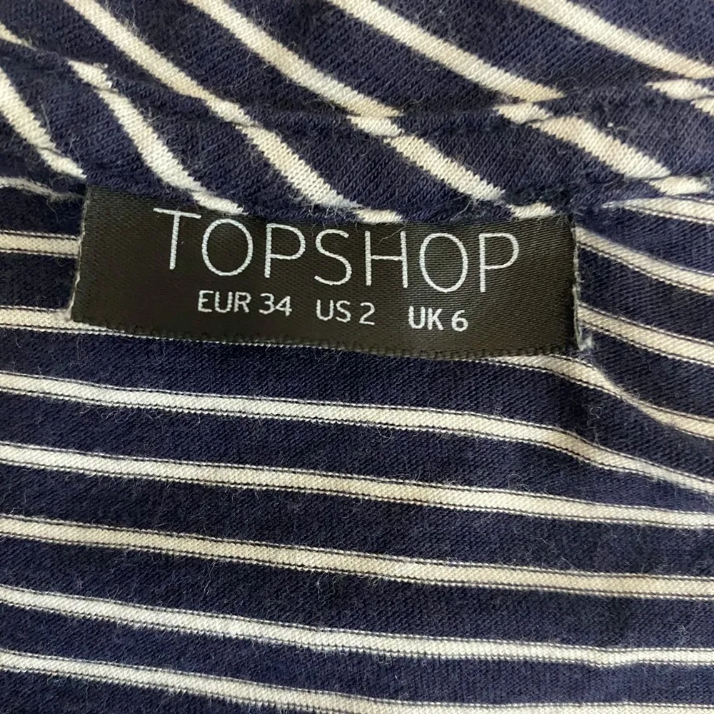 Top Shop Flare Sleeve Navy Striped Crewneck Blouse - Image 7