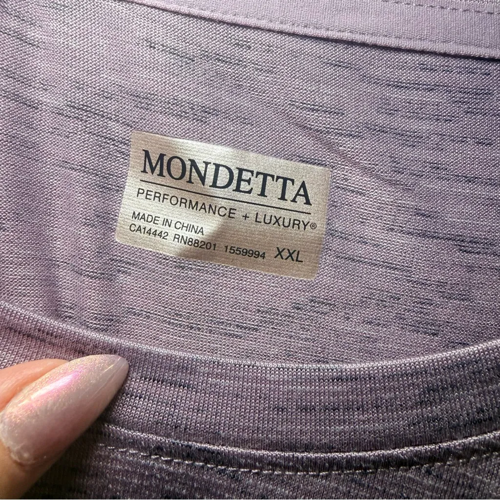 Mondetta Performance Heathered Lavender Short Sleeve Tee Size XXL - Image 2