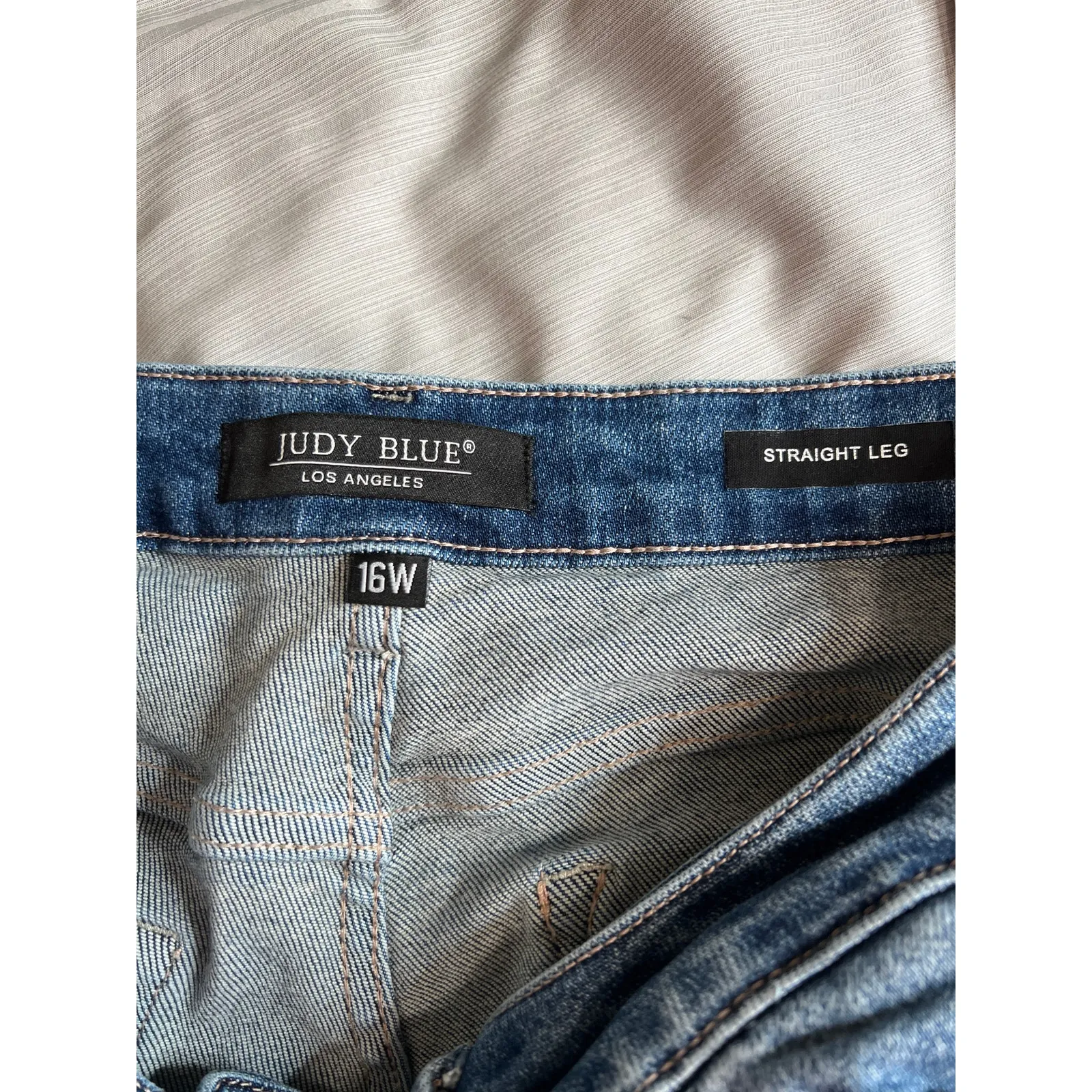 Judy blue size 16W blue jeans high-rise rainbow stretchy distressed casual - Image 9