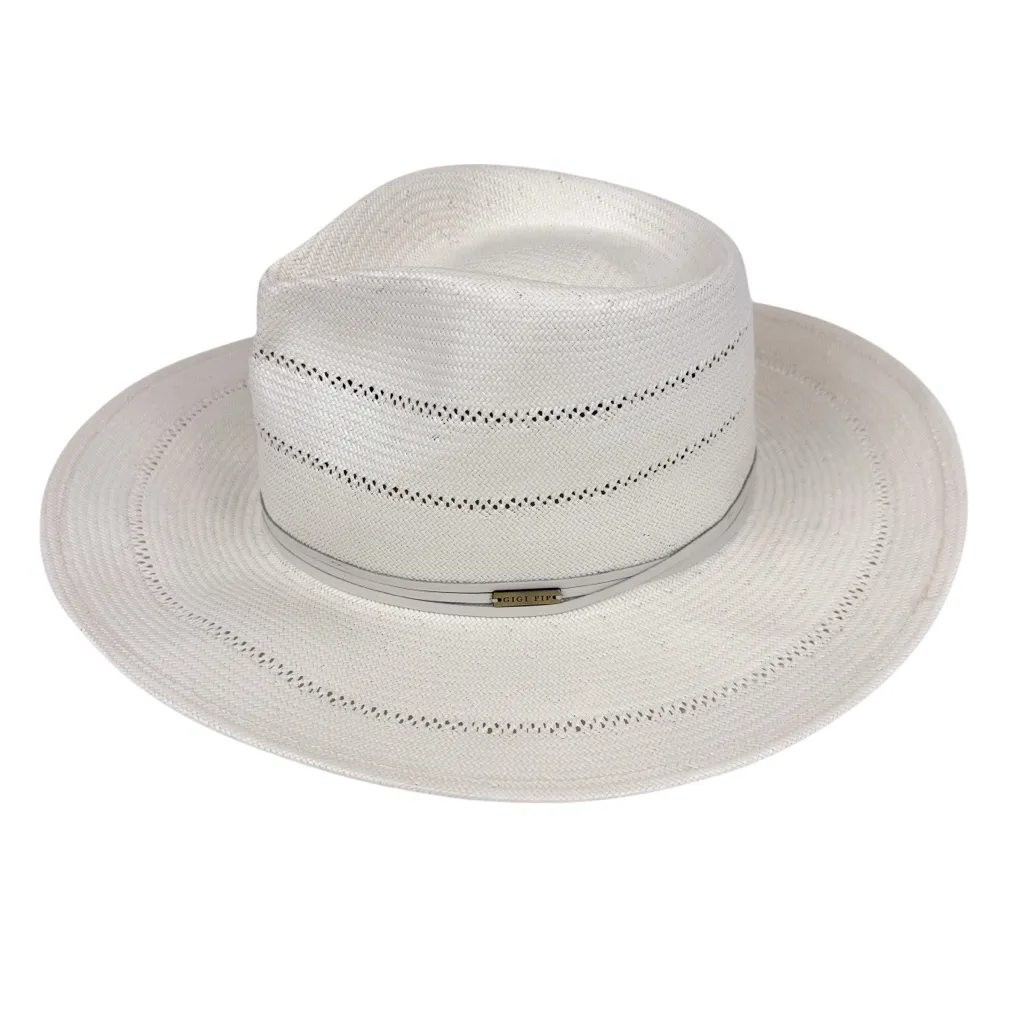 Gigi Pip Arlo Fedora Straw Hat Cream Woven Wide Brim Hat Size 57 (Small/ Medium) - Image 5