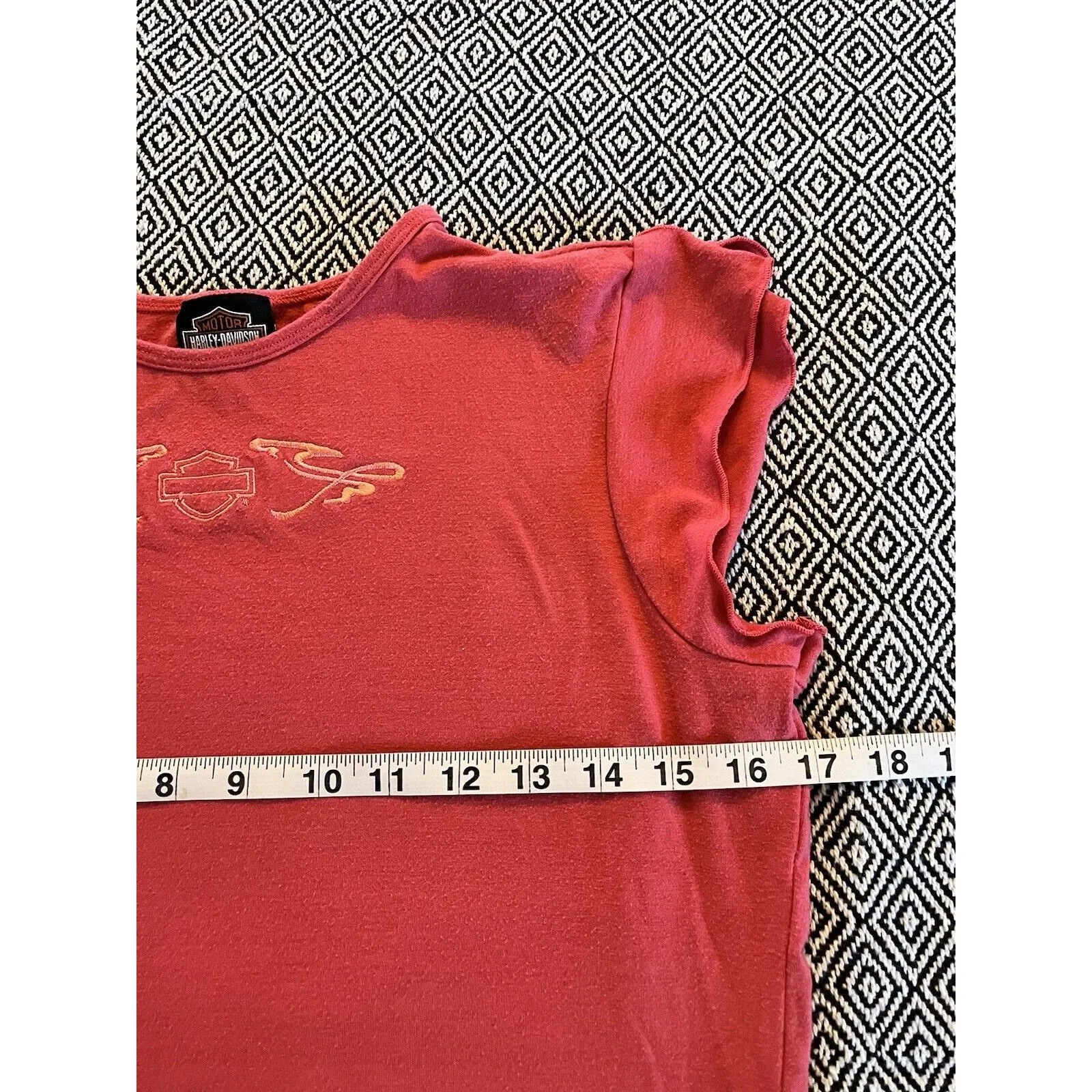 VTG Harley Davidson Shirt Women’s Large Coral Red Short Sleeve Biker - Image 2