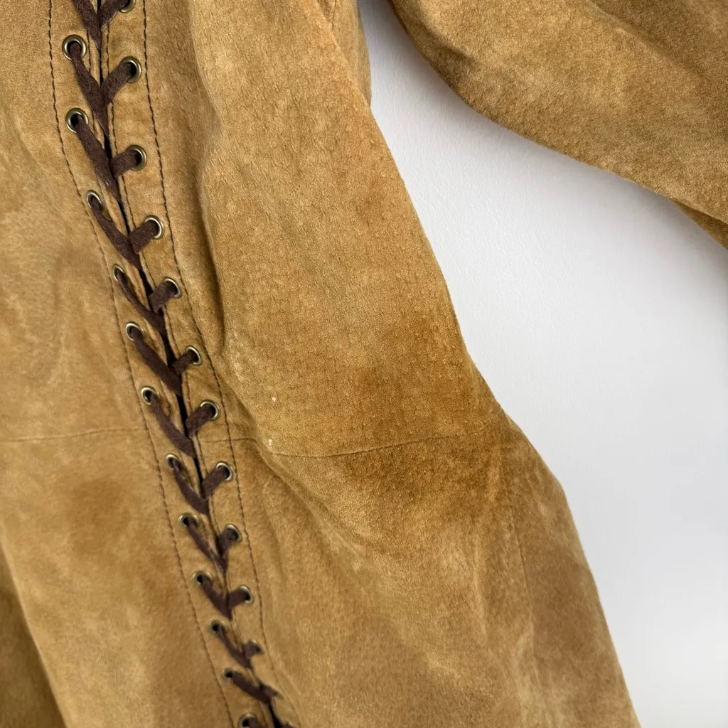 Vintage Wilsons Leather Maxima Brown Suede Trench Coat with Braided Accents - Image 14