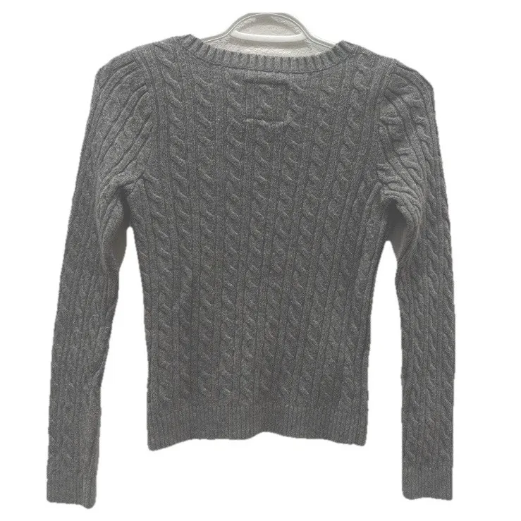 VTG Y2K Womens Abercrombie Fitch Cable Knit V-Neck Sweater Medium Bella‎ Swan - Image 12