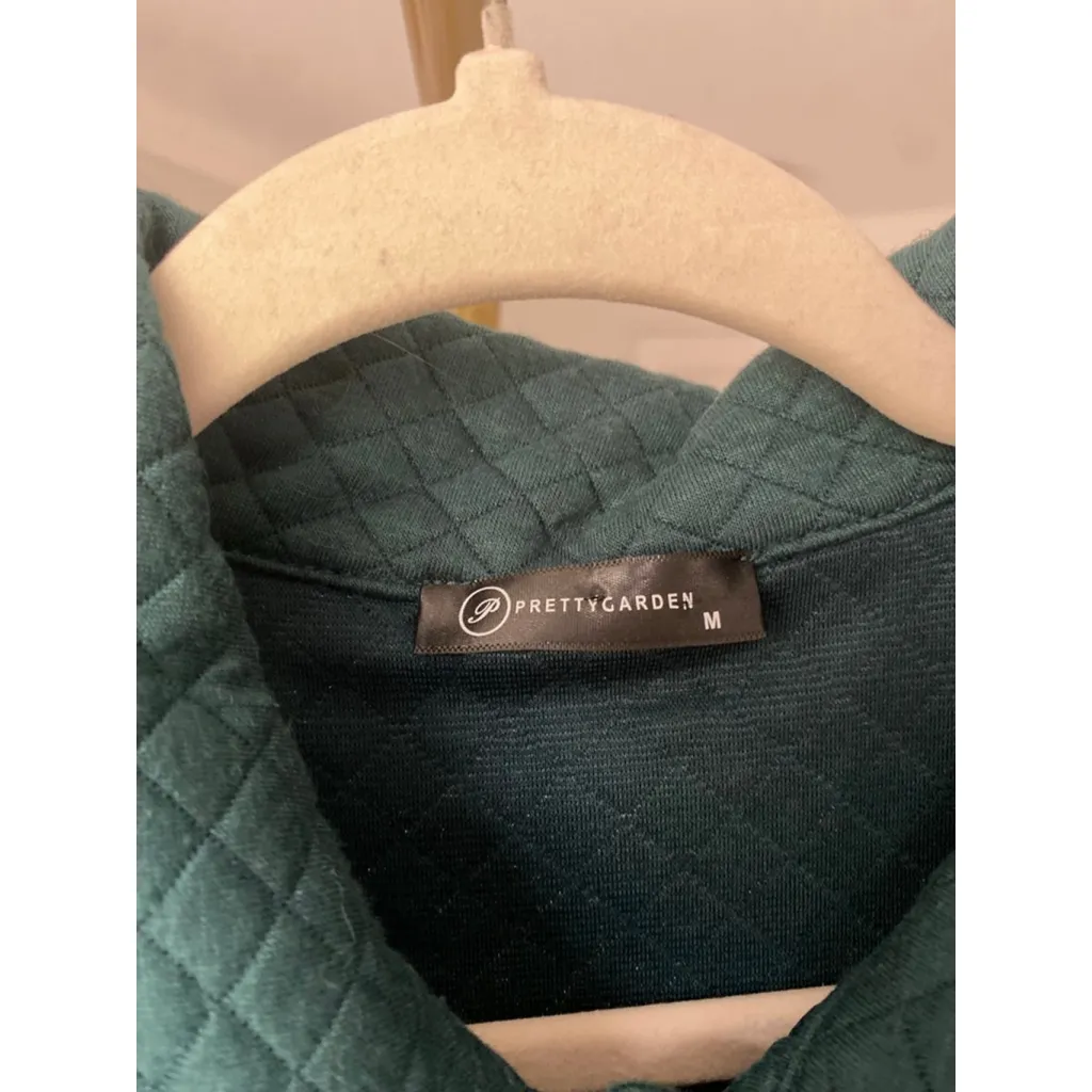 Prettygarden Teal Quilted Shacket Button Up Shirt Jacket with Pockets M Winter - Image 5