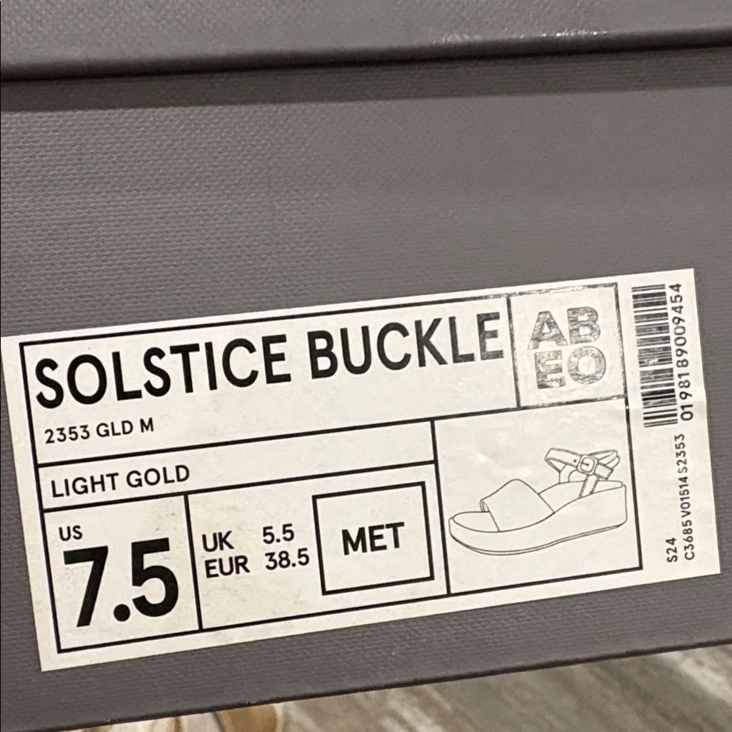 Abeo Solstice Buckle wedge sandal comfort cushioned gold metallic shoes size 7.5 - Image 14