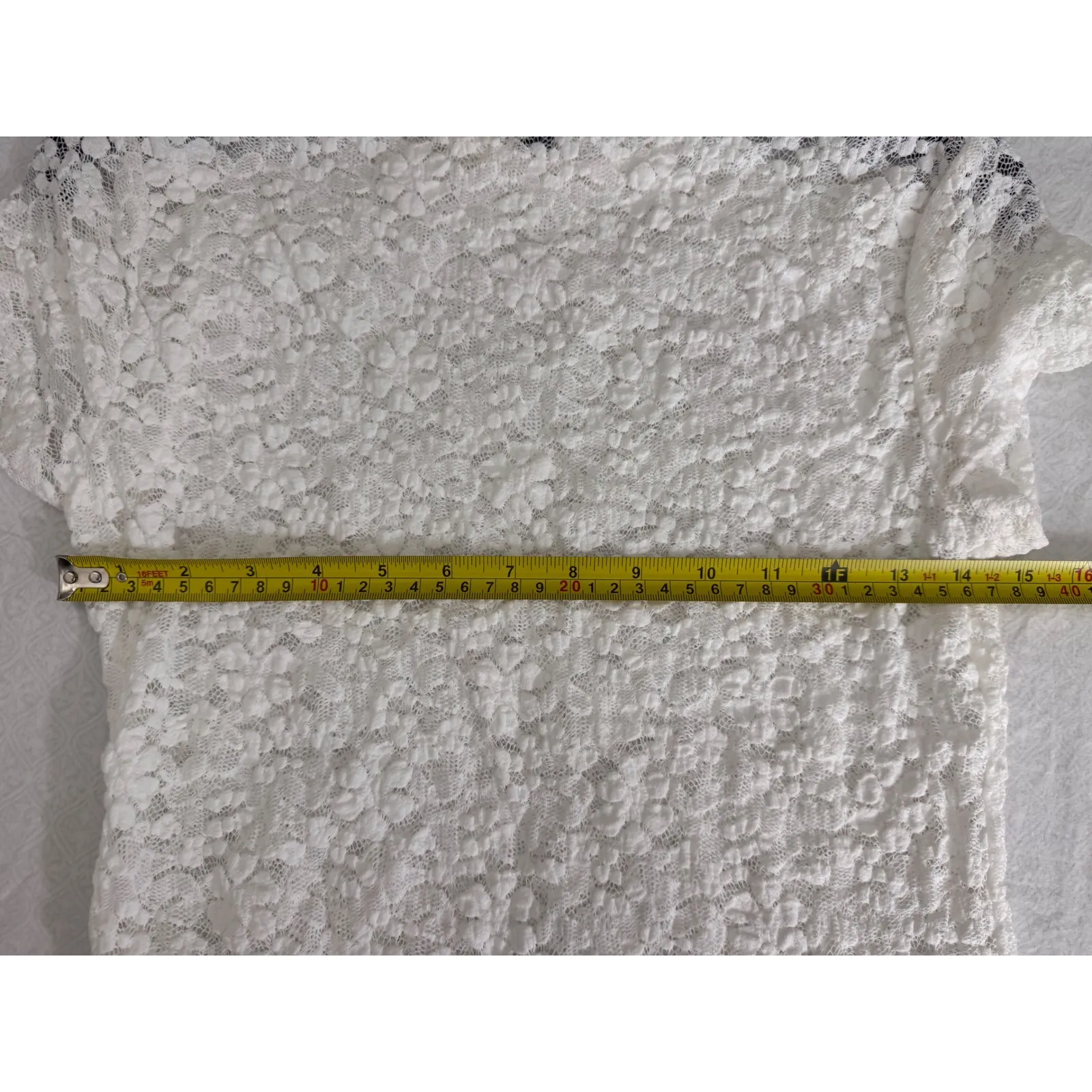 AQUA Women's White Lace Mock Neck Short Sleeve Top Blouse Size‎ L - Image 7