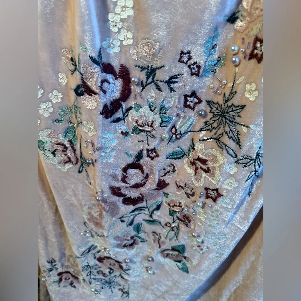 Chelsea and Violet Velvet Embroidered Mini Slip Dress - Image 2