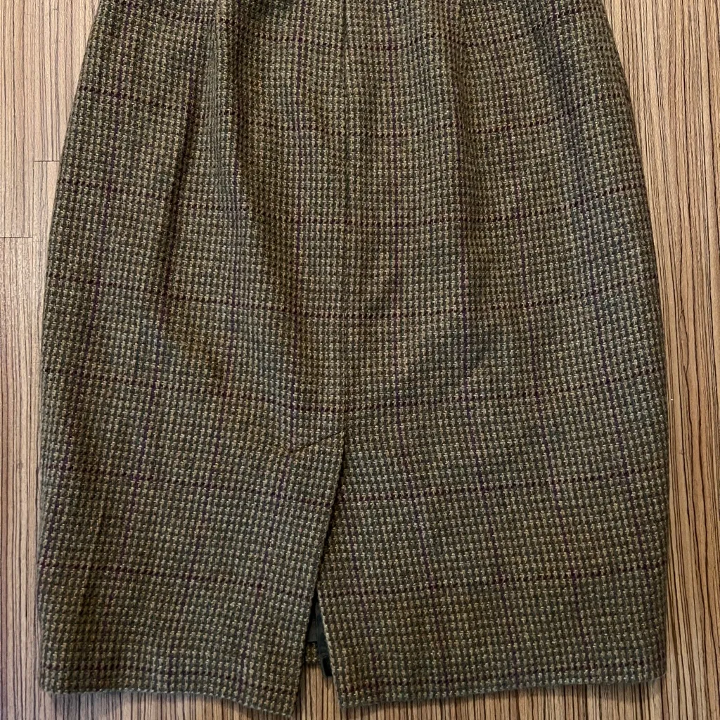 Vintage Ralph Lauren Brown Green Plaid Pencil Skirt Classic Timeless Style - Image 11