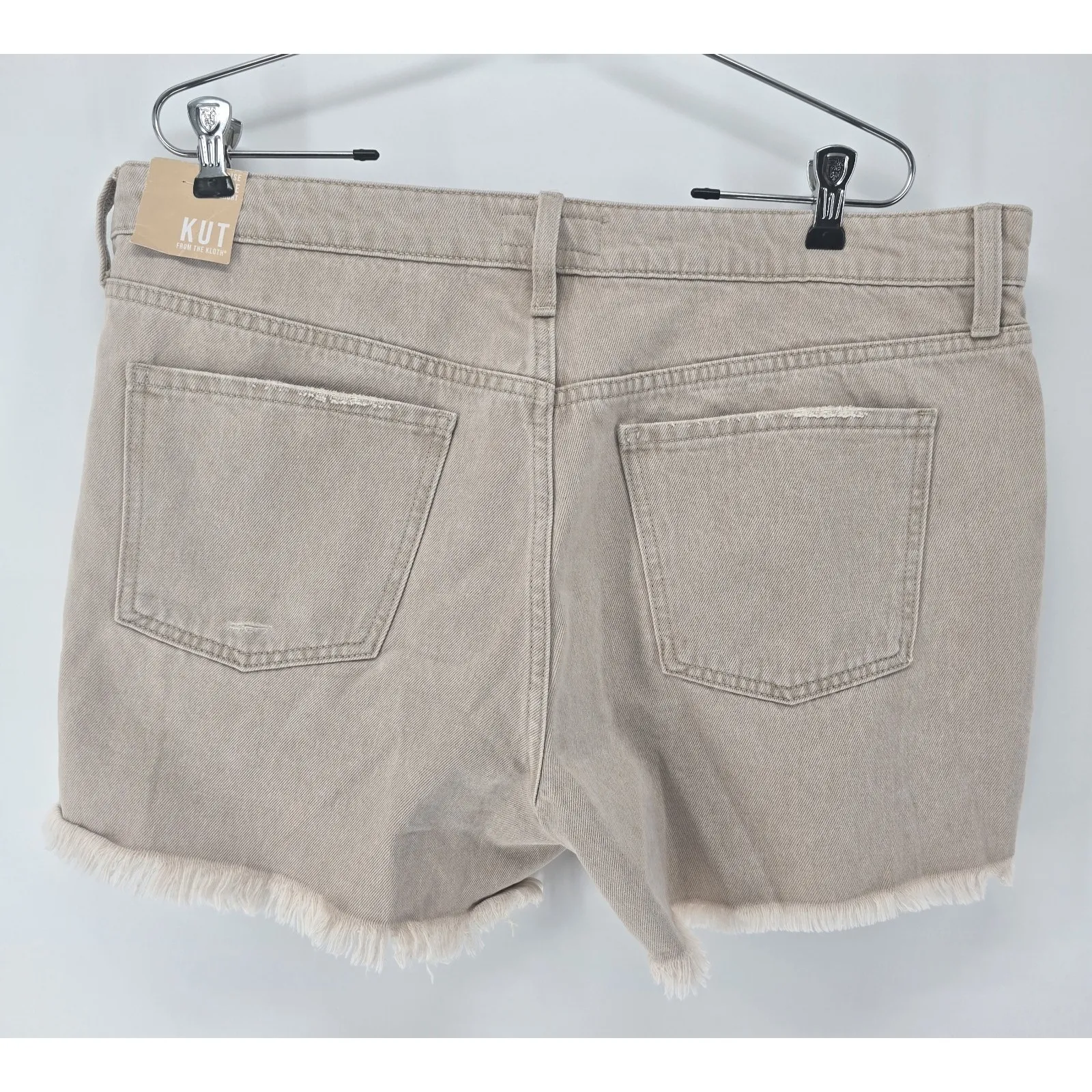 Kut From The Kloth High Rise Jane Frayed Cuffs‎ Shorts Size 14 Tan - Image 3