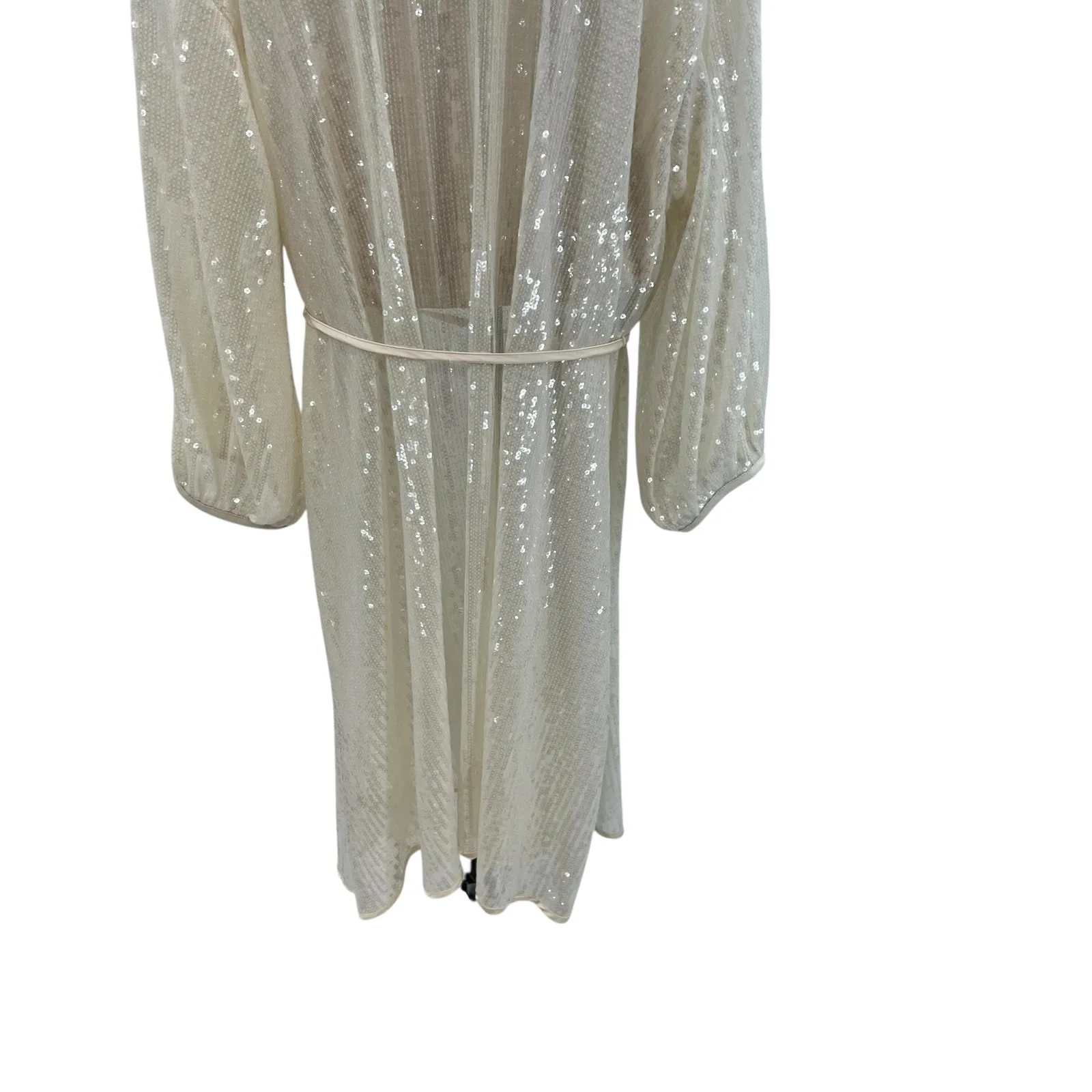 Hutch Jackson Sequin-Embellished Mesh Cover-Up Duster‎ Kimono Cream Plus Size 3X - Image 14