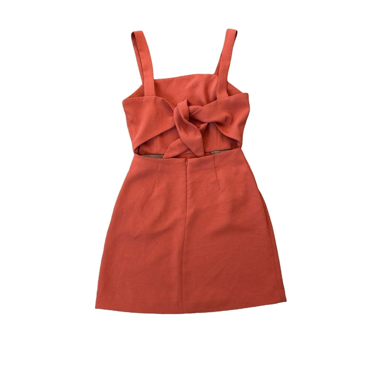 Aritzia Wilfred Ecoulement Tie Cut Out Peep Back Mini Dress Orange Womens Size 2 - Image 8