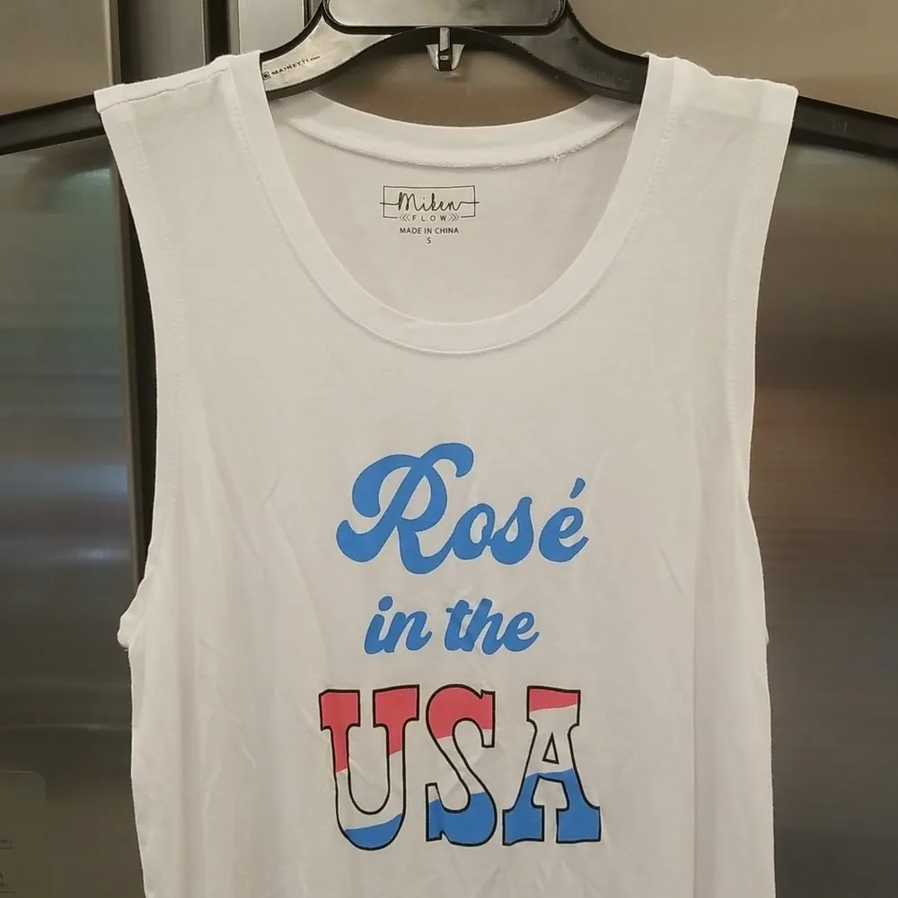 💕MIKEN FLOW💕 Graphic Tank Top ROSE IN THE USA S - Image 3