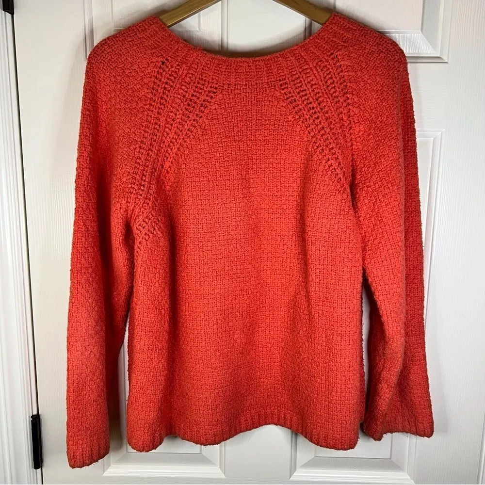 Eileen Fisher Large Cherry Red Lowry Italian Yarn Sweater Organic Cotton Knit - Image 6