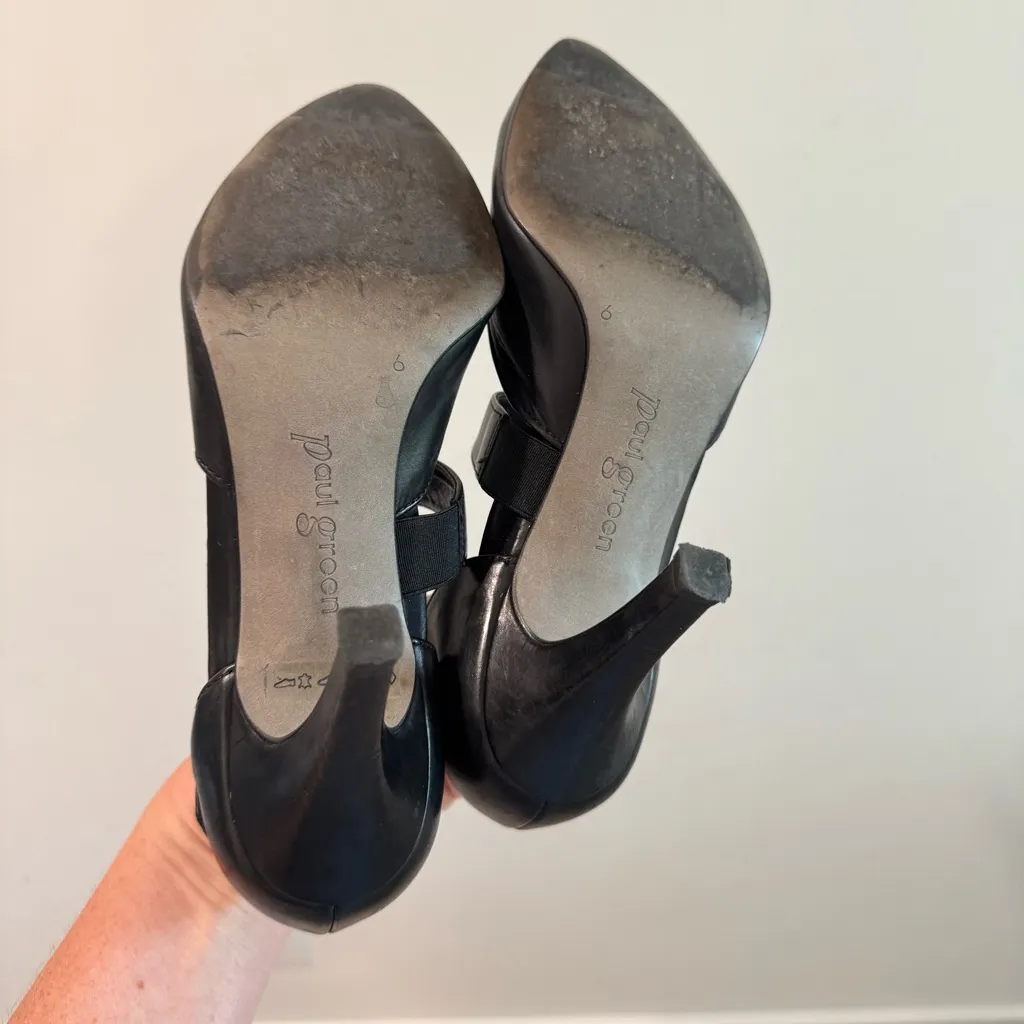 Paul Green Desire Black Leather Pumps Asymmetric Pointed Toes Size UK6 US8 - Image 4