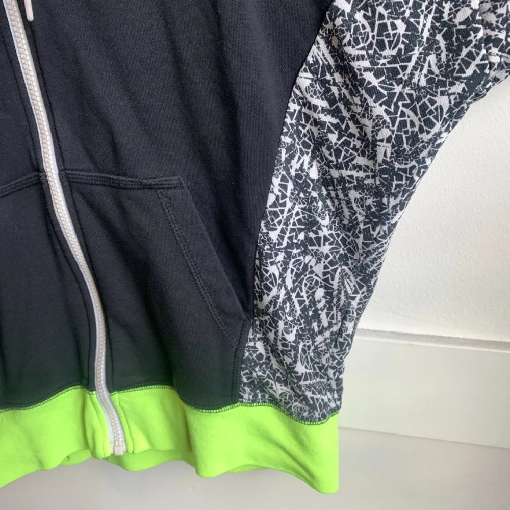 Nike Black, White, & Neon Green Paint Splatter Print Full Zip Jacket - Image 7