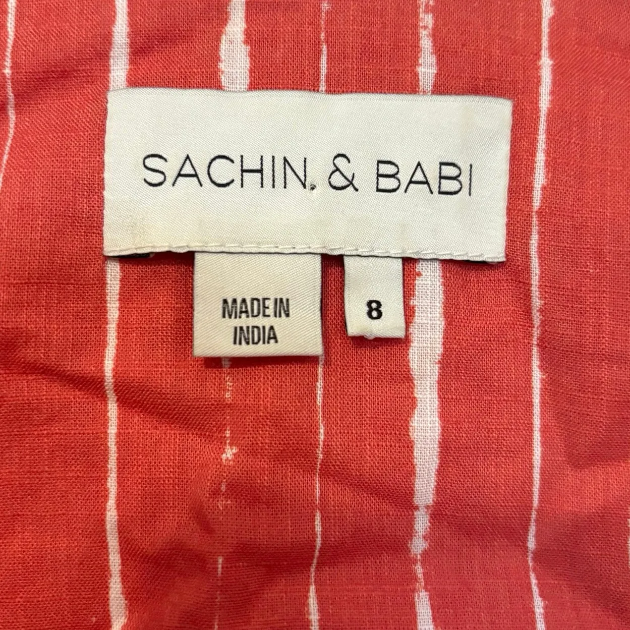 Sachin & Babi Orange White 100% Cotton Georgia Flutter Midi Dress Size 8 - Image 5