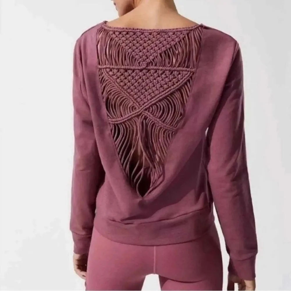 Carbon38 Legian Pullover Sweatshirt Macrame Crochet Back Mauve Pink Sz S - Image 8