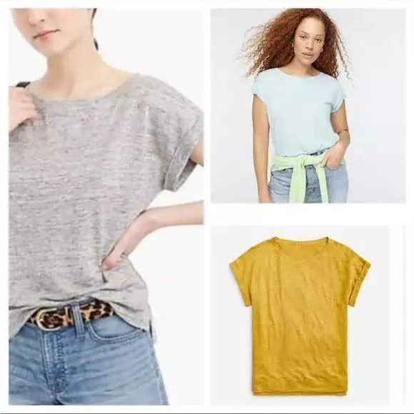 J Crew point sur linen roll cuff tee - Image 2