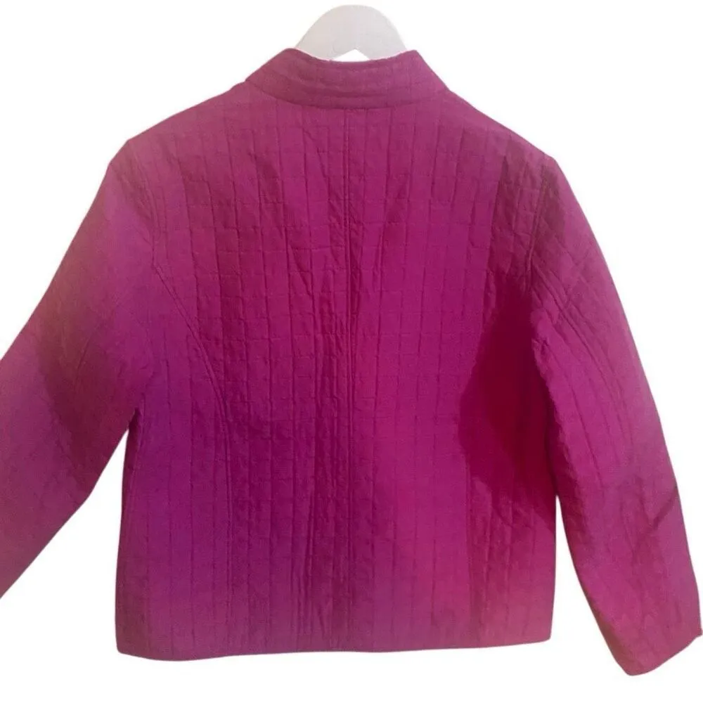 Bobby Chan open cardigan 100% silk fushia size large quilted Pink - Image 4