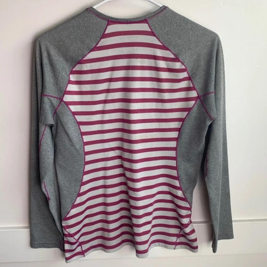PATAGONIA Gray Pink & White Striped Midweight Capilene Long Sleeve Shirt - Image 2