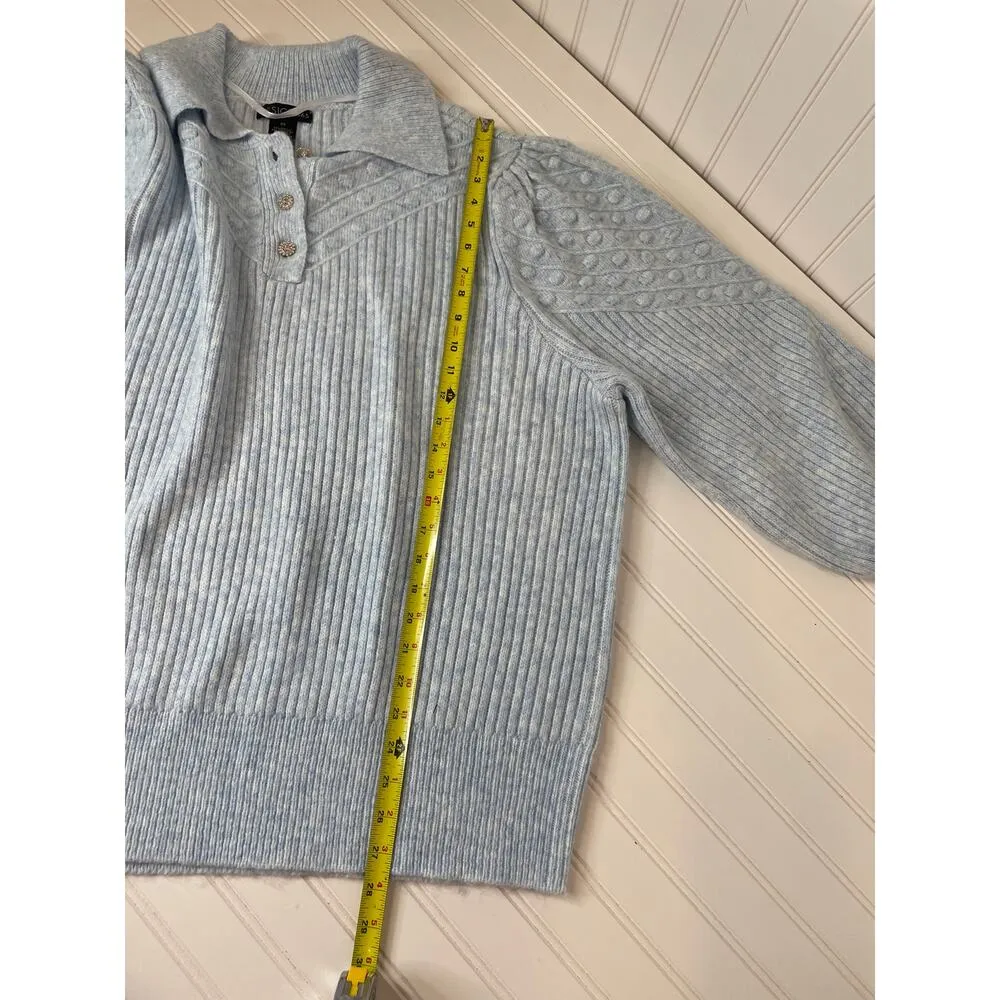 NWT Design365 Blue Ribbed Collared Oversized Pullover Sweater Plus Size 3X - Image 4