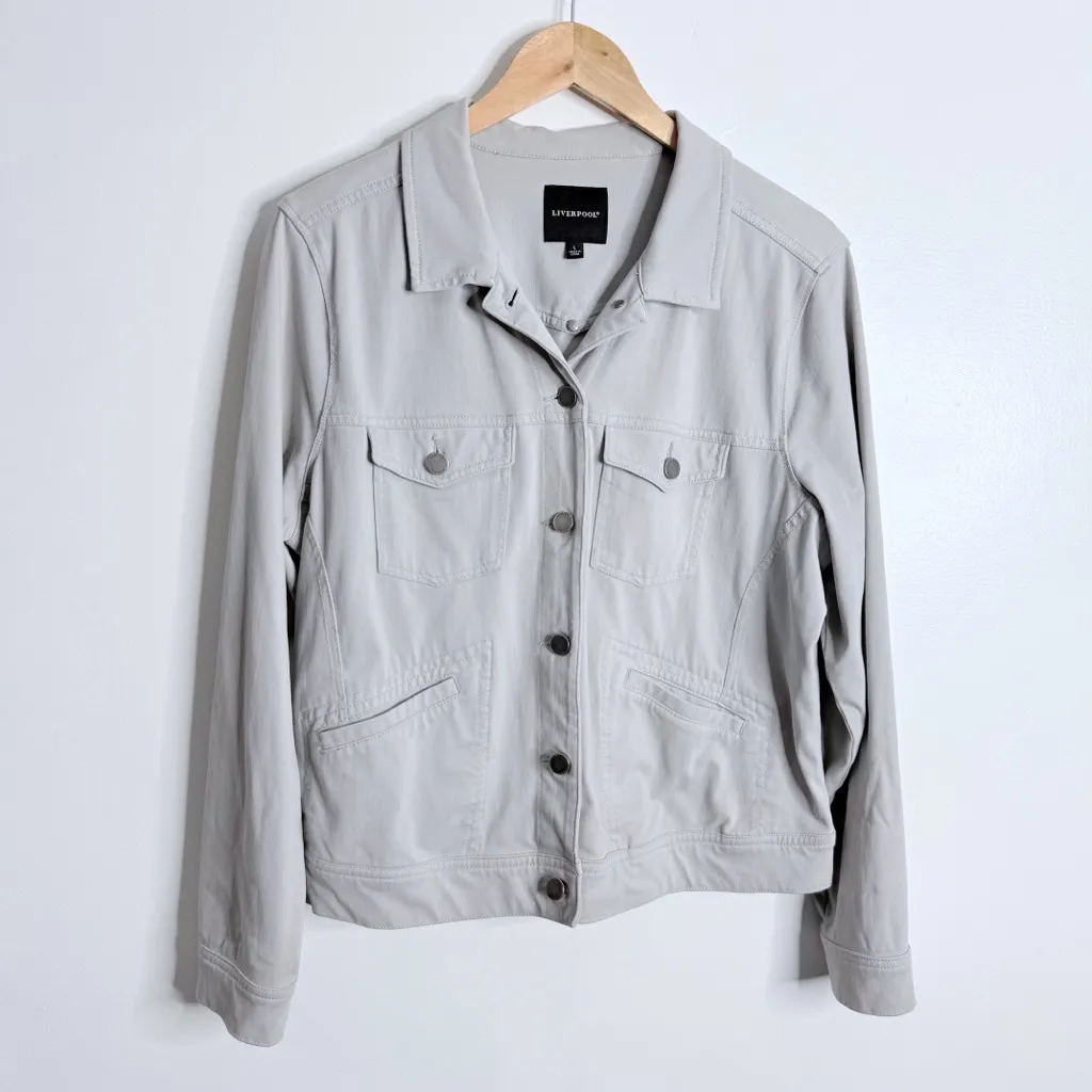 Stitch Fix Liverpool‎ Gray Denim Jacket Fossile Grey Size Large - Image 2
