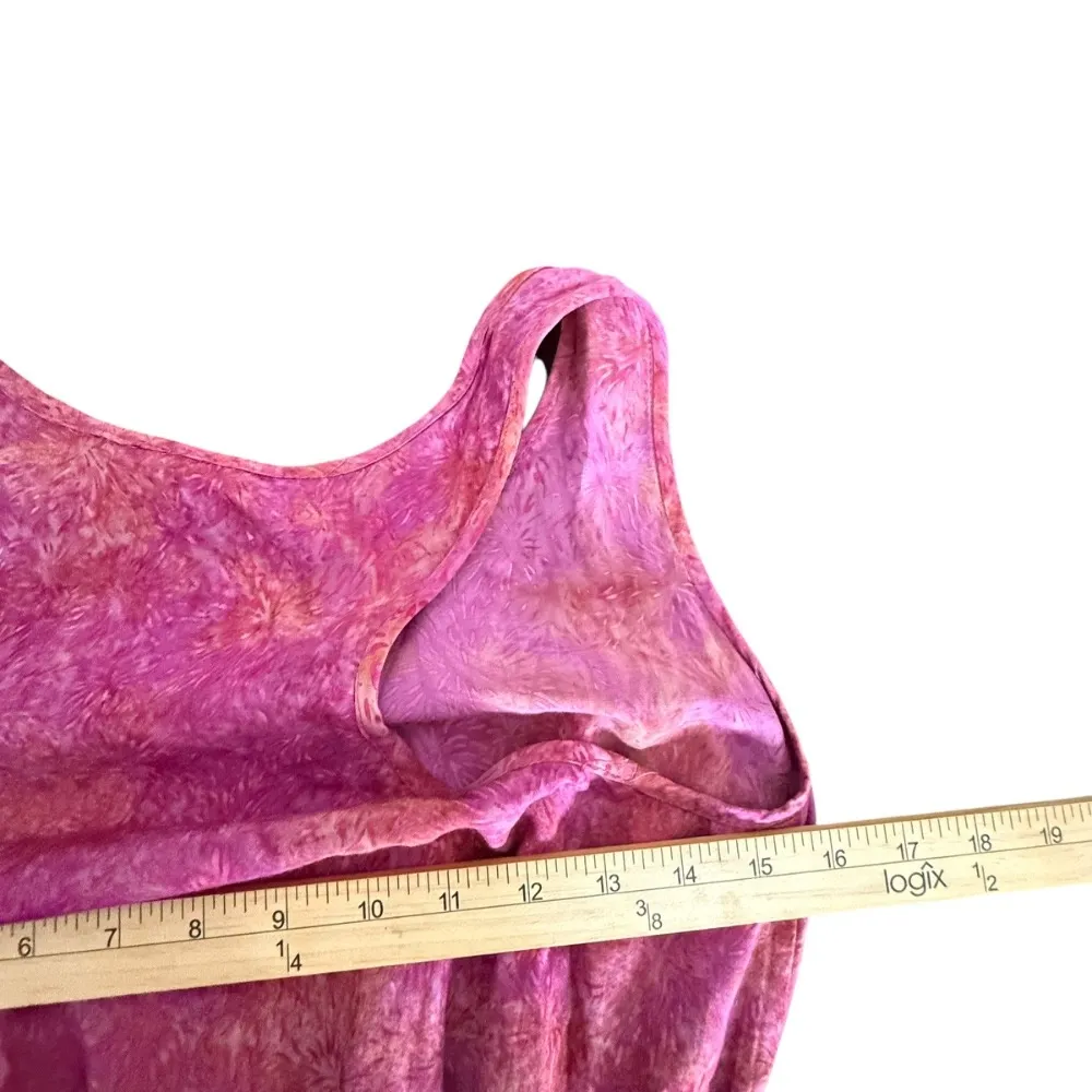 Go Fish BOHO Chic Smocked Hi Low Hem Dress Pink Artsy Tie Dye‎ Hippie Size XS - Image 12