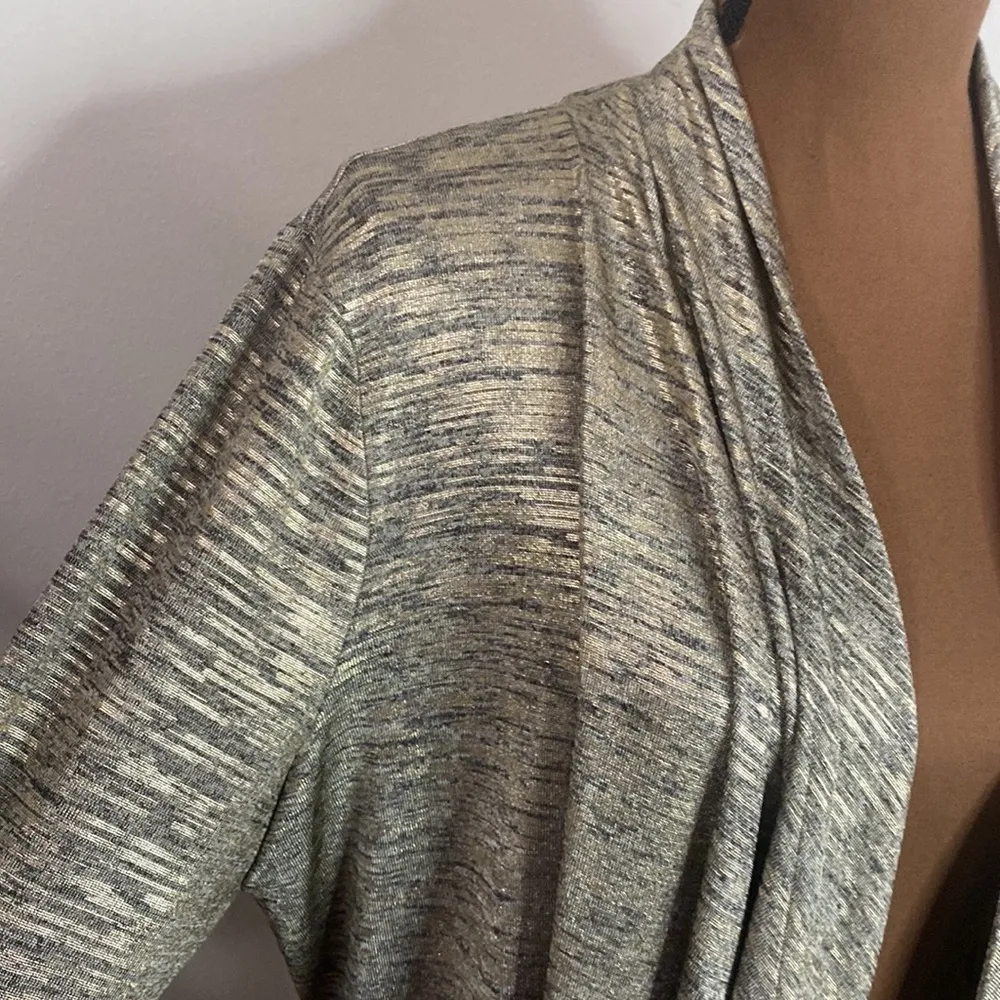 New Calvin Klein Metallic Flyaway waterfall gold foil cascading cardigan size L - Image 8
