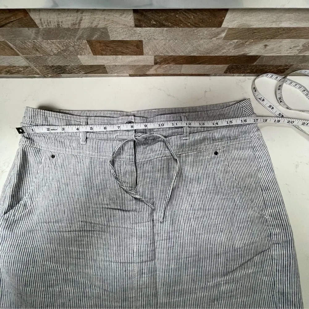 NWT KENAR - linen cotton blend mini skirt striped with drawstring Sz 8 - Image 15