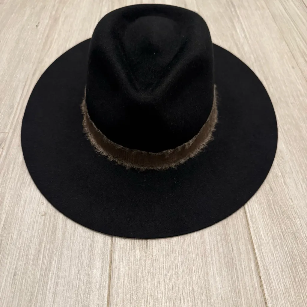 Brixton Black Wide Brim Fedora Hat - Image 5