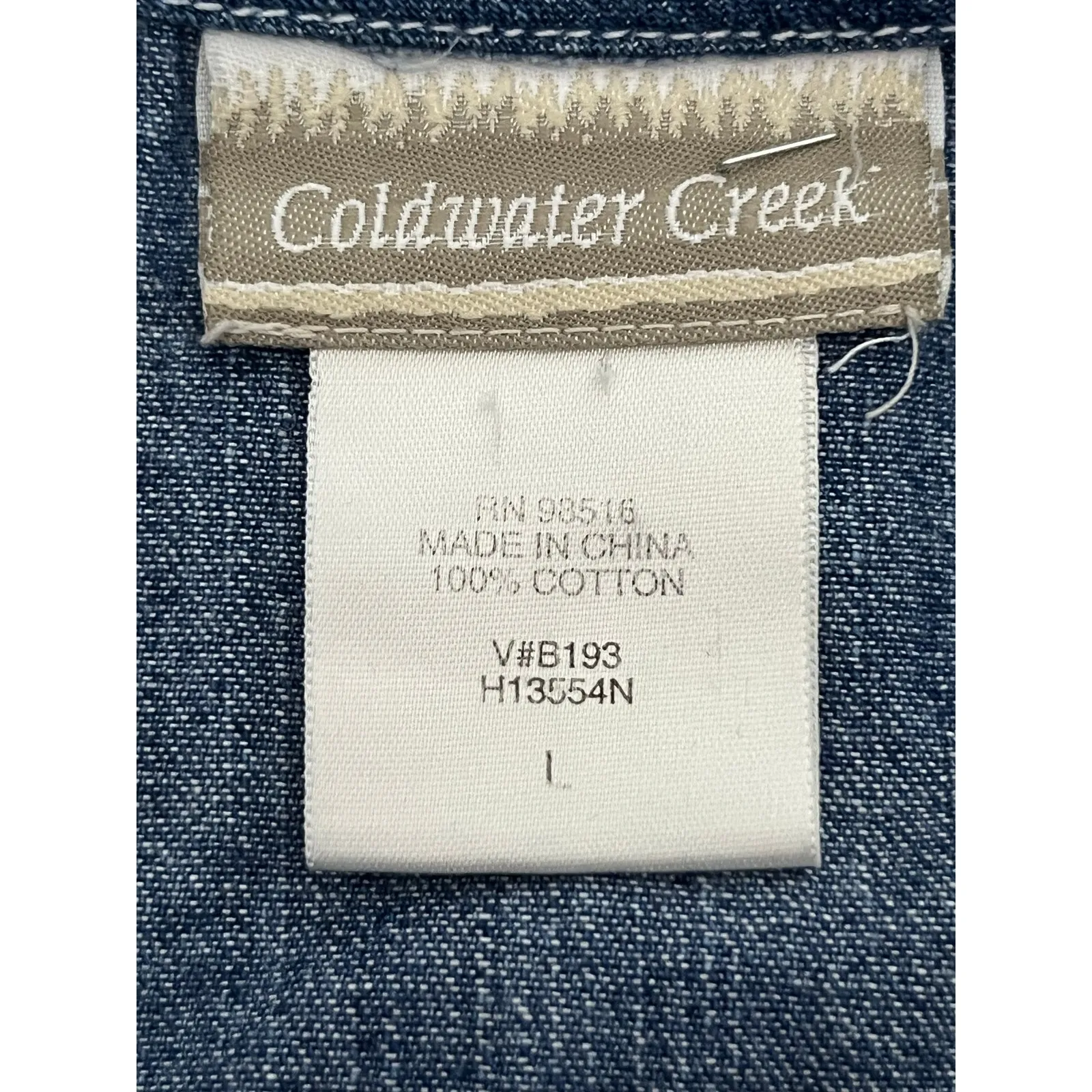 VTG Coldwater Creek Denim Blouse Large Minimalist Prairie Western Cowgirl - Image 5