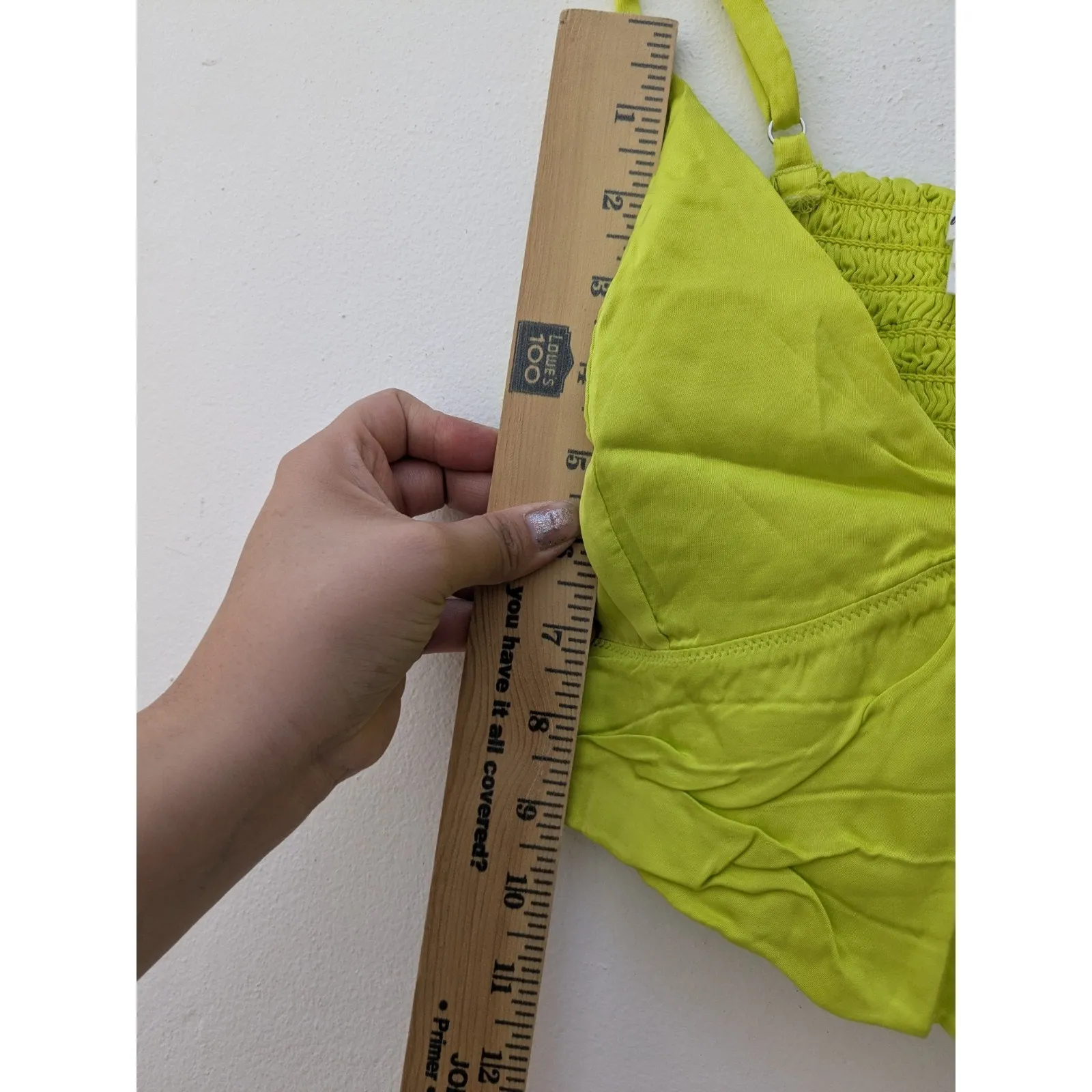 Aerie Women's Bralette Green Longline V-Neck Adjustable Straps Ruched Back Sz L - Image 7