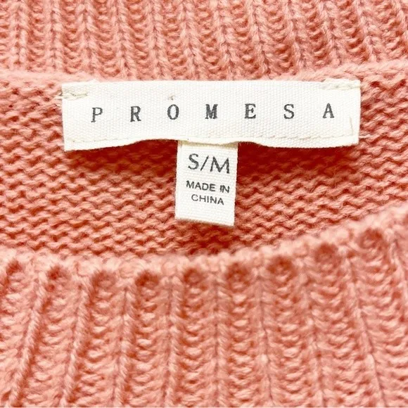 Promesa Sweater Peaches & Cream Lattice Shaker Knit Pullover Size S/M Cottage - Image 7