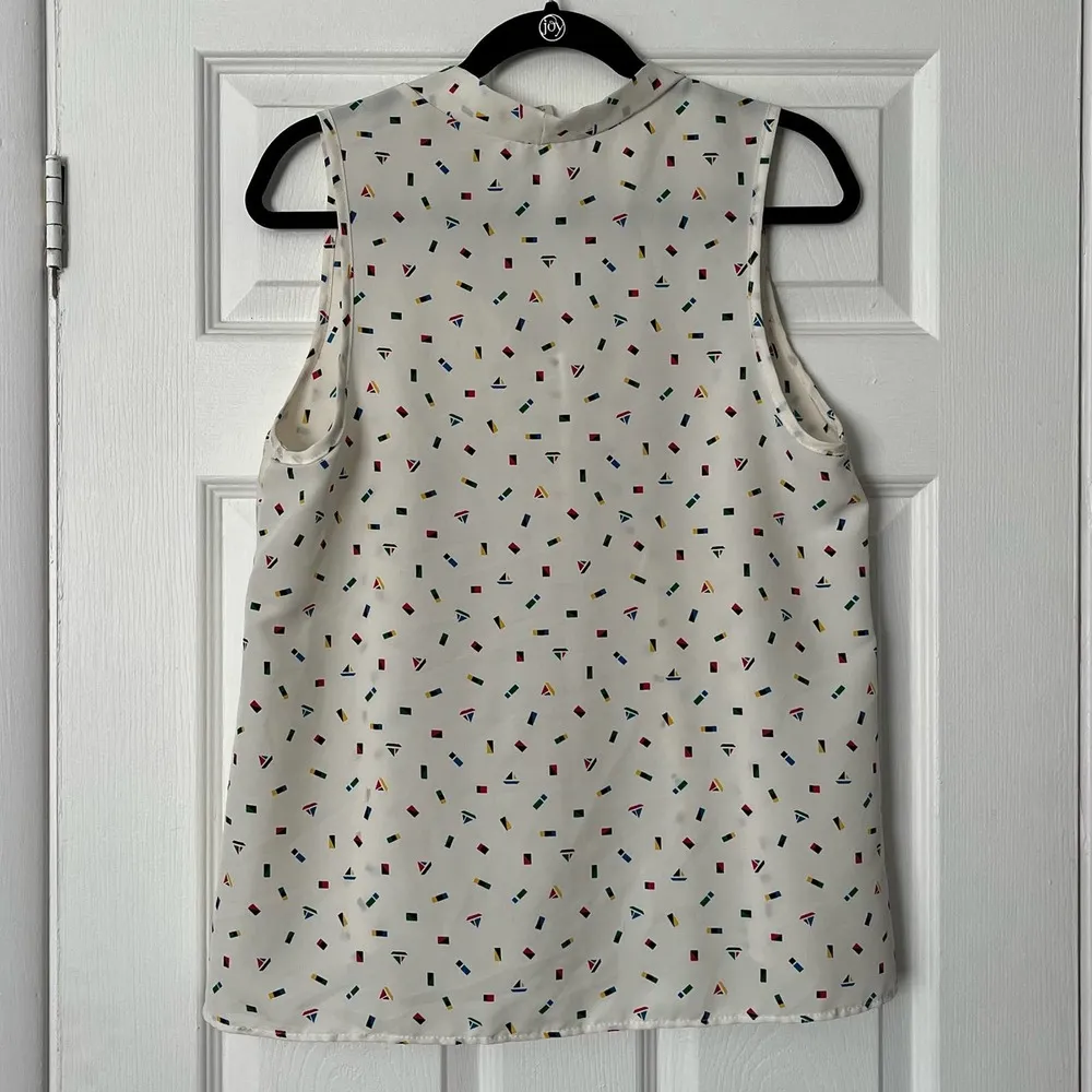 Pretty Good Tie-Neck Graphic Sailboat Print Blouse - Size L - Image 4