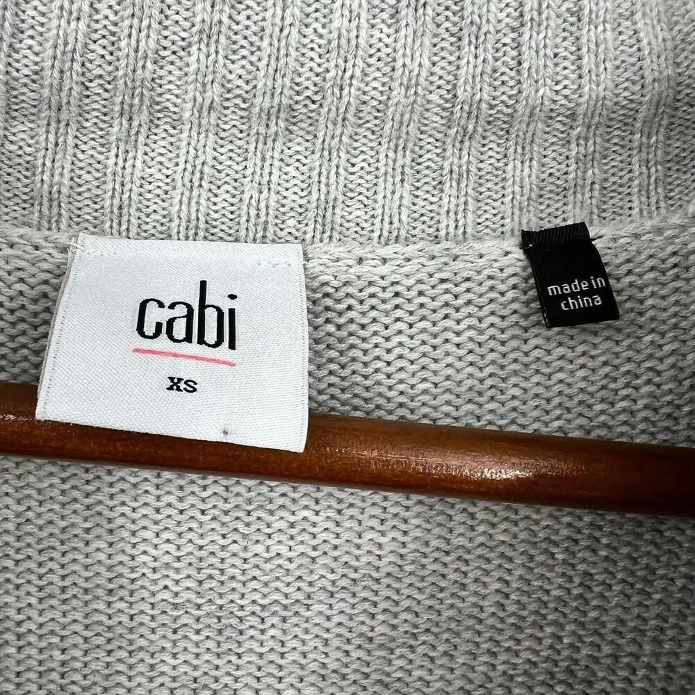 CABI Cowl Neck Poncho Gray Cable Knit Sweater Big Pocket Warm Cozy 3003 - Image 8