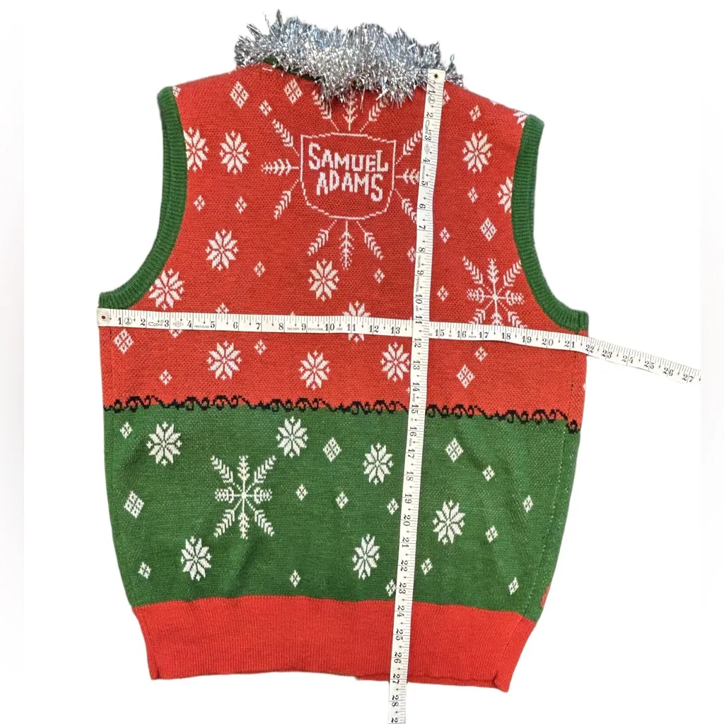 Samuel Adam gaudy tacky ugly tinsel Christmas Sweater Vest holiday beer funny M Red Size M - Image 3