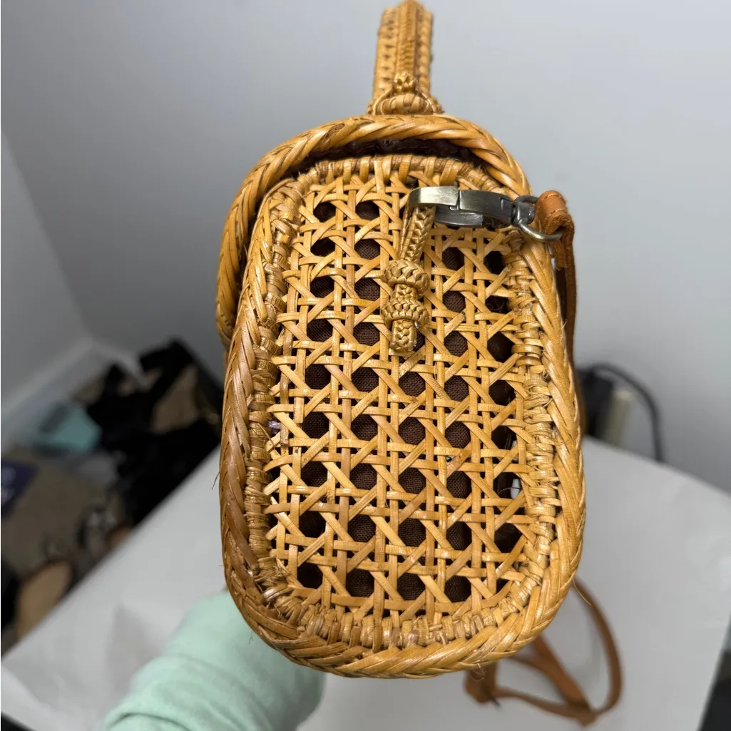 LUSANA Rattan Crossbody Bag Tan - Image 7