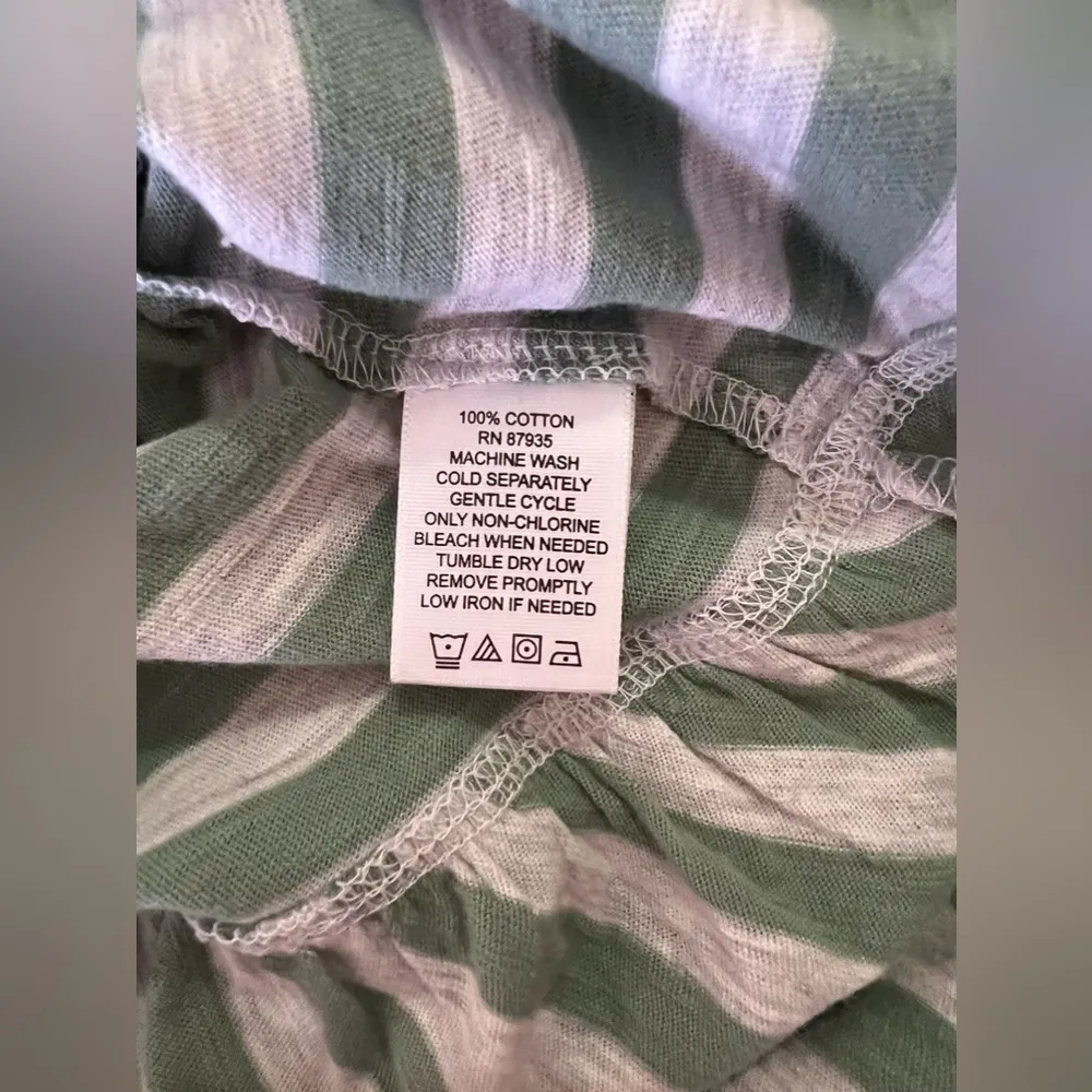 LOGO By Lori Goldstein Stripe Knit Shift Dress Flounce Hem Green XXS - Image 15