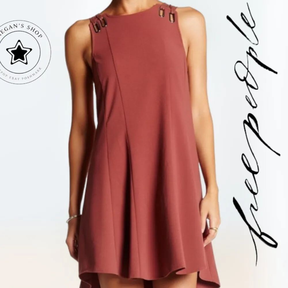 Free People Baby Love Trapeze Mini Dress Cut Out Back Salmon Sleeveless Size XS - Image 2